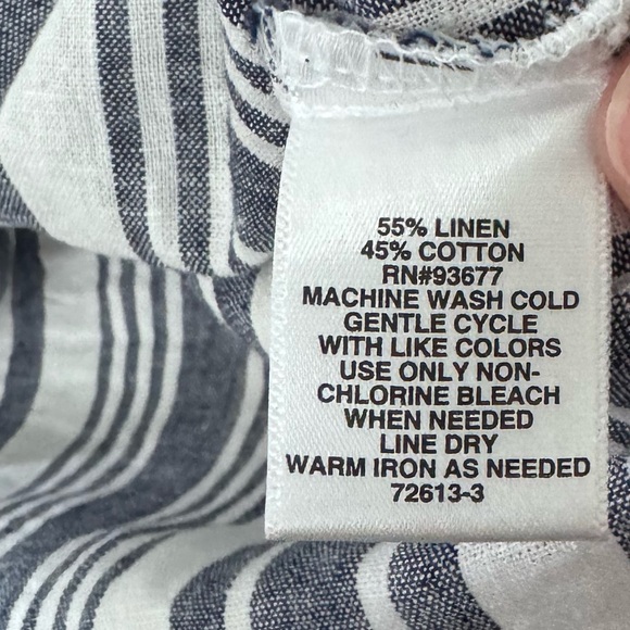Liz Claiborne blue and white striped linen top Size Large - Picture 4 of 5